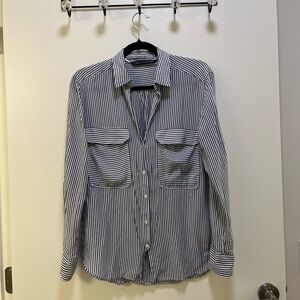 Zara Navy and White Striped Women’s Shirt